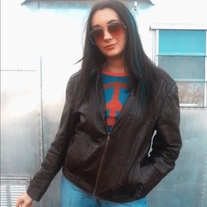 Vintage Leather Preacher Collar Jacket